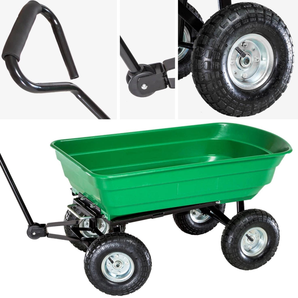 Carrello da Giardino Ribaltabile 4 Ruote 75 litri Ranieri Verde