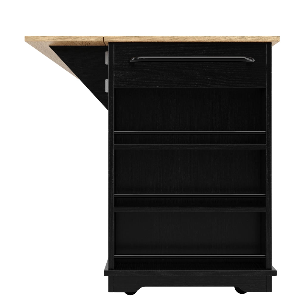 ISOLA CUCINA 151,5x60x91,7 cm Nero/Naturale con piano ribaltabile
