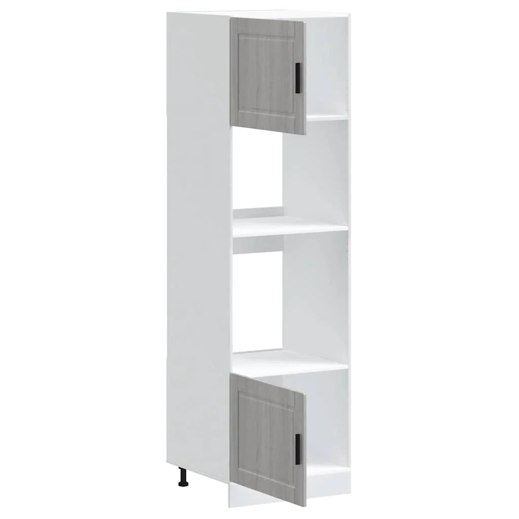 Set di 2 mobili da forno classici e salvaspazio 60 x 57 x 207 cm in legno ingegnerizzato Sonoma grigio 02_0055722