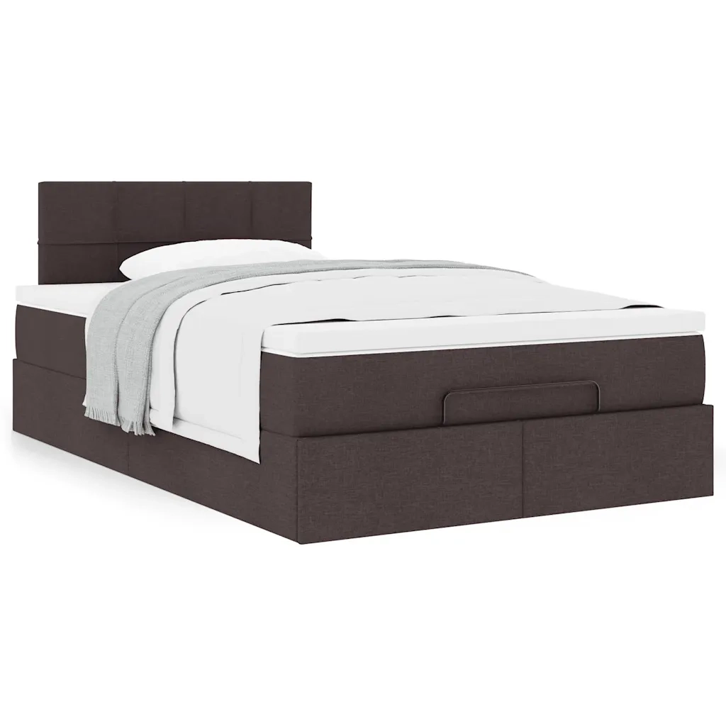 Pouf Letto con Materasso Marrone Scuro 120x200 cm in Tessuto 3311452