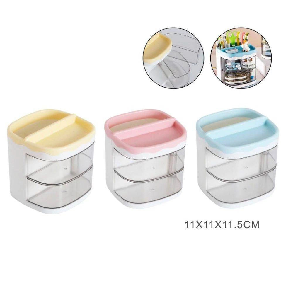 Trade Shop - Organizer Azzurro Con Cassetti Organizzatore Scrivania Penne Trucco Cancelleria -