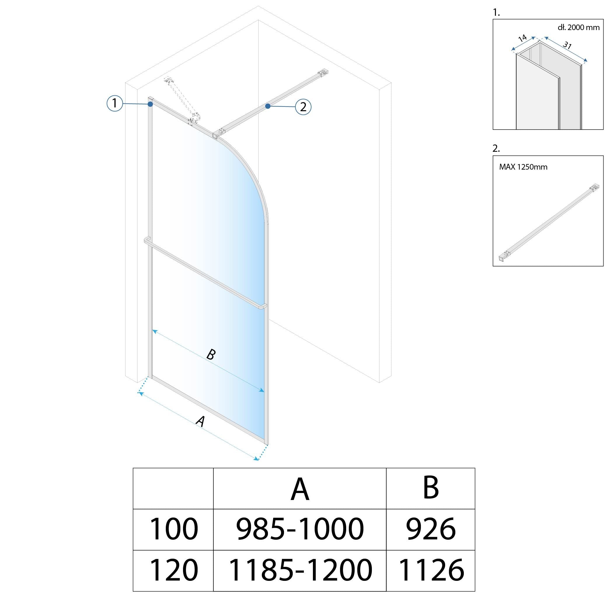 Parete Doccia Rea Sky Brush Gold 120