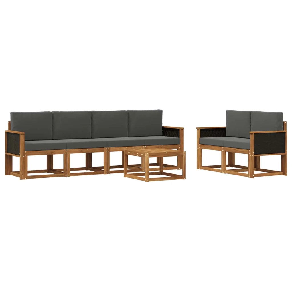 Set di divani da esterno con cuscino 6 pcs Naturale e Antracite 3385003