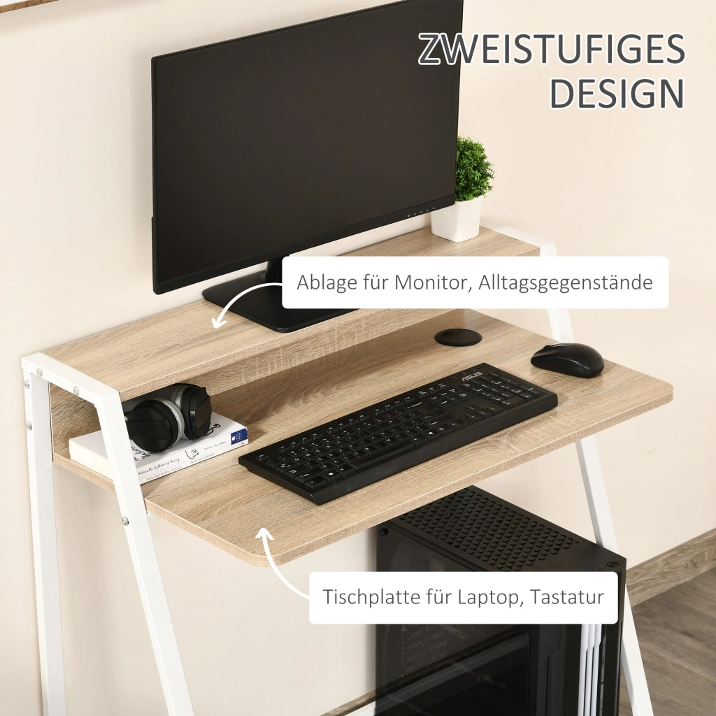Scrivania con vano portaoggetti e passacavi - per studio - 84×45×85 cm - bianco