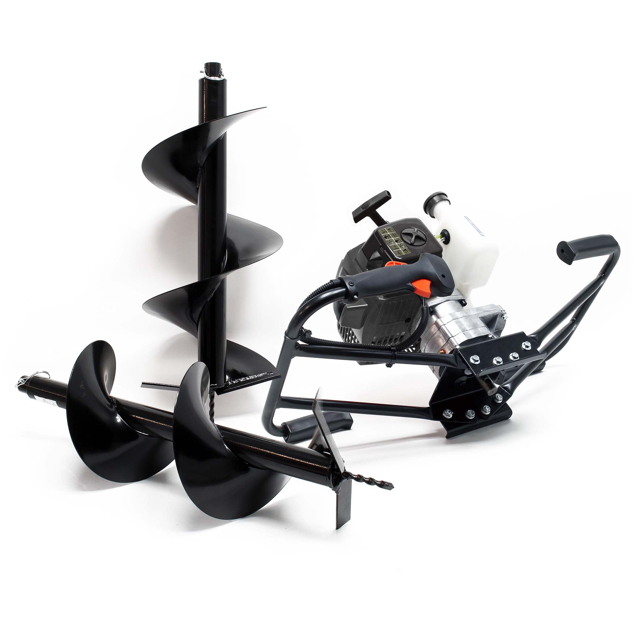 Mototrivella a benzina, motore a 2 tempi di 3 CV e punte elicoidali Ø250mm e 300mm, uso 2 persone