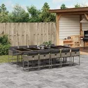 Set da Pranzo da Giardino 11pz con Cuscini in Polyrattan Grigio 3211292