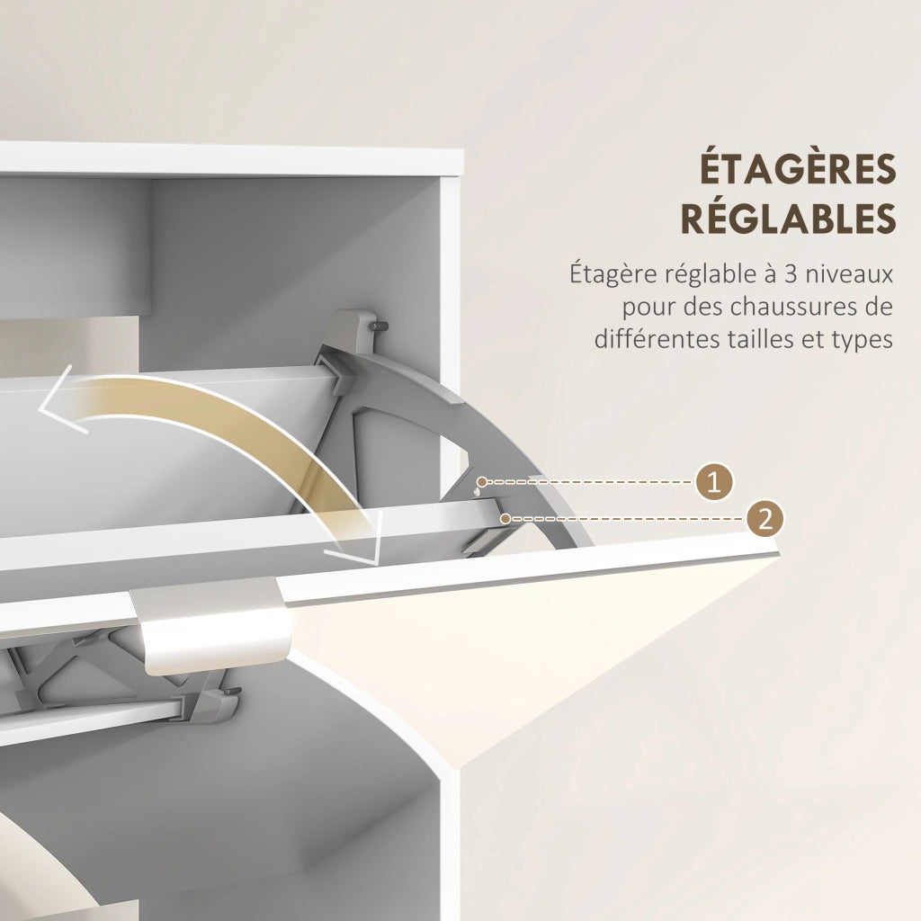 Scarpiera con Specchio 4 Ante ¨C zephmum ¨C Bianco 76x26x168 cm