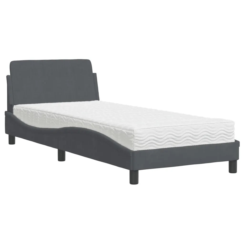 Letto con Materasso Dover Grigio Scuro 80x200 cm in Velluto 3208292