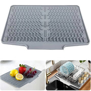 Mat di asciugatura in silicone - 40 x 33 cm - Antiscivolo e resistente al calore - Grigio