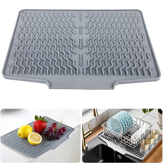 Mat di asciugatura in silicone - 40 x 33 cm - Antiscivolo e resistente al calore - Grigio