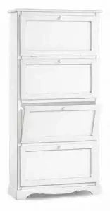 Scarpiera in legno Shabby chic bianca 4 ante