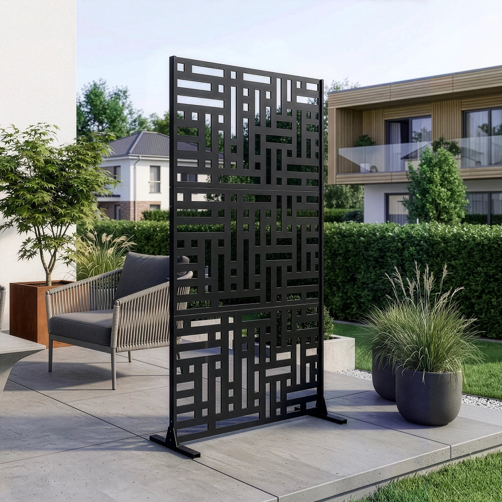 Pannello Divisorio Bernalda Struttura Traforata in Acciaio 180 x 90 cm Nero casa.pro