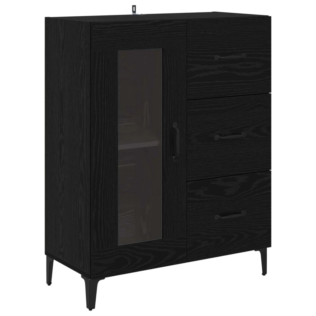 Credenza | Madia | Buffet da pranzo | Armadio da pranzo Rovere Nero 69,5 x 34 x 180 cm Legno multistrato