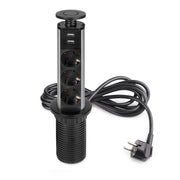 Emuca Multiconnettore estraibile Vertikal, EU, Verniciato nero, Tecnoplastica e Alluminio, 1 u.