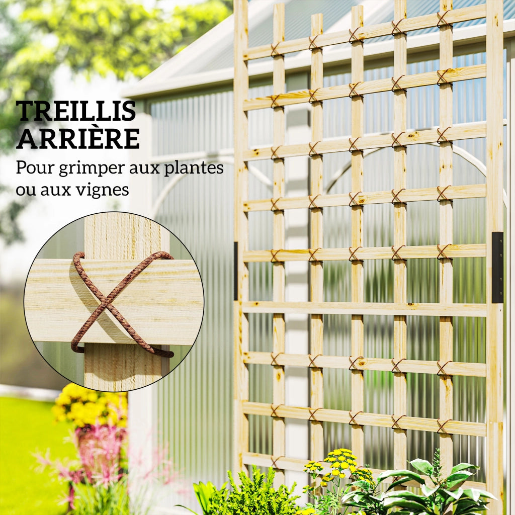 Fioriera con griglia e ruote per rampicanti ¨C zephmum ¨C legno massello naturale 82.5x35x186cm