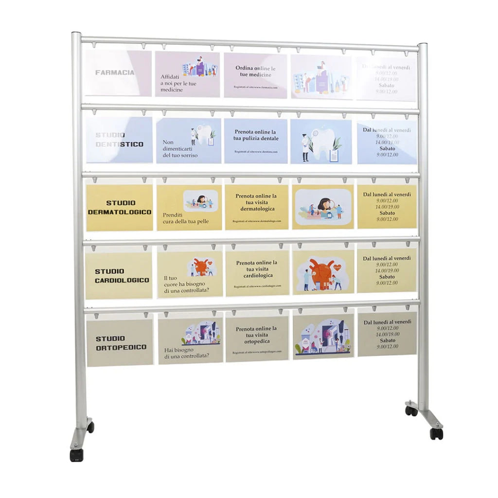 Bacheca in plexiglass con ruote A3 - 16 A3 Orizzontale