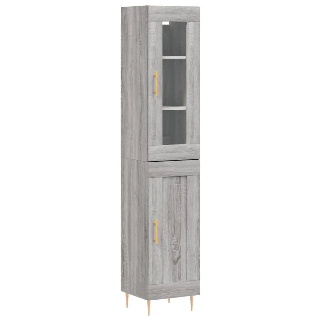 Buffet credenza cassettiera armadio mobile contenitore organizer cucina soggiorno salotto rovere Sonoma alto 34,5 x 34 x 180 cm legno ingegnerizzato grigio 02_0035220