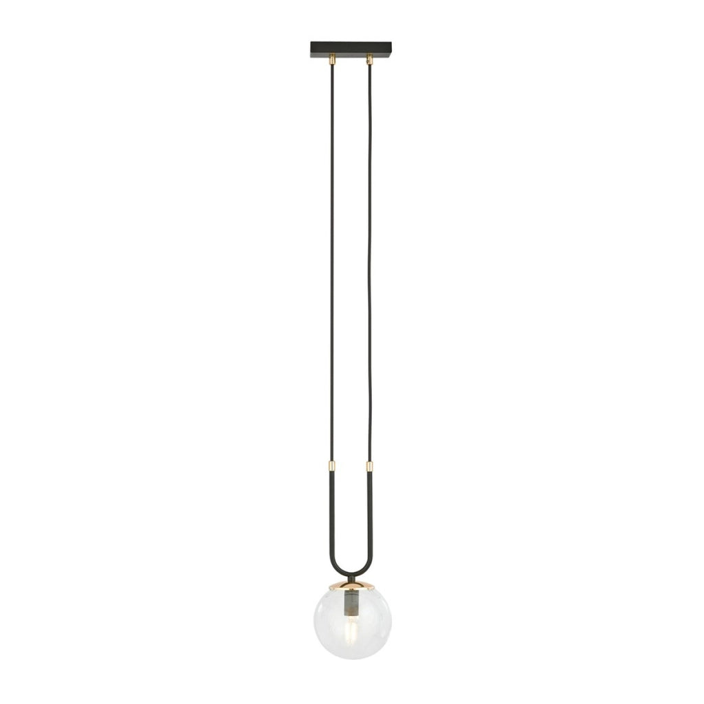 Lampada a sospensione GLAM in acciaio nero opaco e vetro