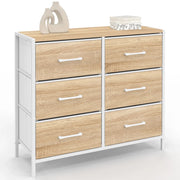 IDMarket - Cassettiera in tessuto a 6 cassetti UTAH 80 cm Mobile contenitore di design industriale in legno e bianco
