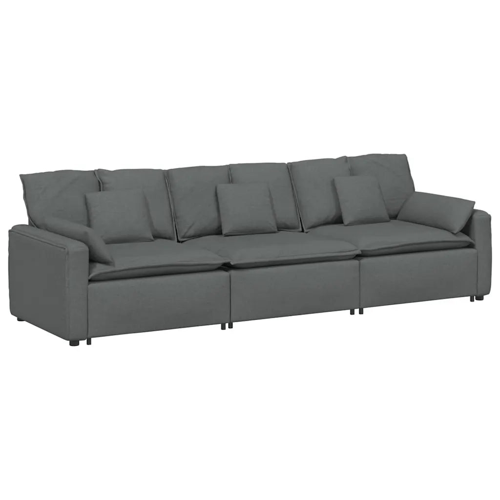 vidaXL Divano Modulare con Cuscini Grigio Scuro