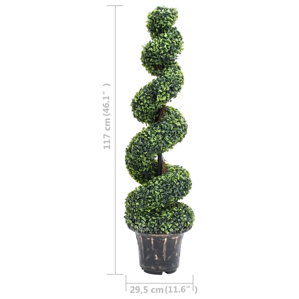 Pianta di Bosso Artificiale a Spirale con Vaso Verde 117 cm CFW4688390