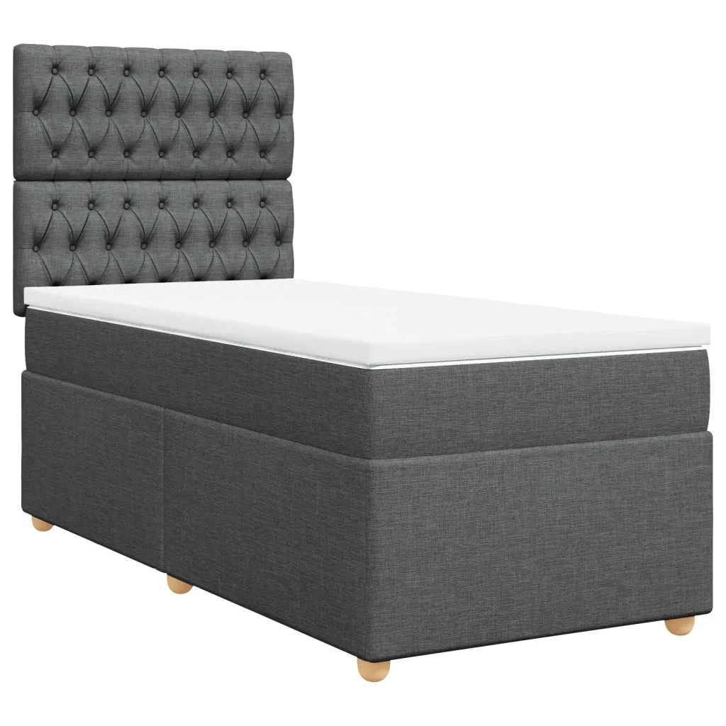 Giroletto a Molle con Materasso Grigio Scuro 100x200 cm Tessuto 3291199