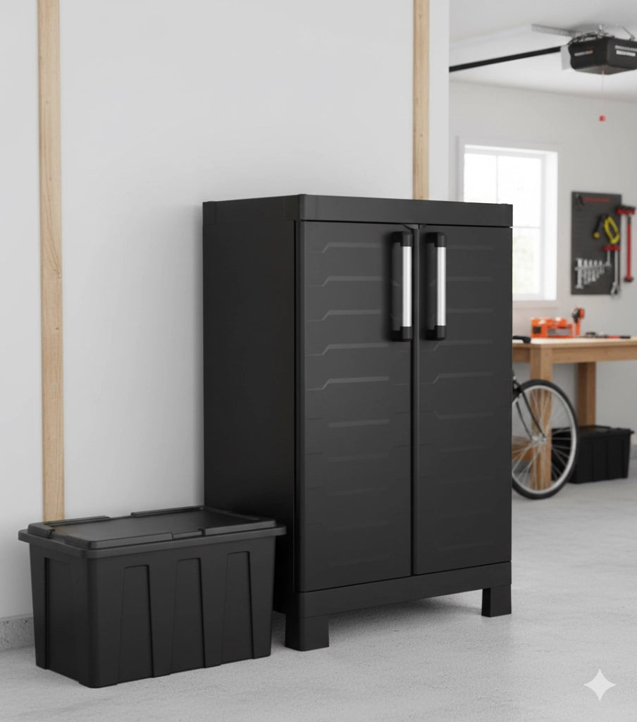 Armadio in Resina 2 Ripiani 65x45x97 cm Keter Detroit Basso Nero