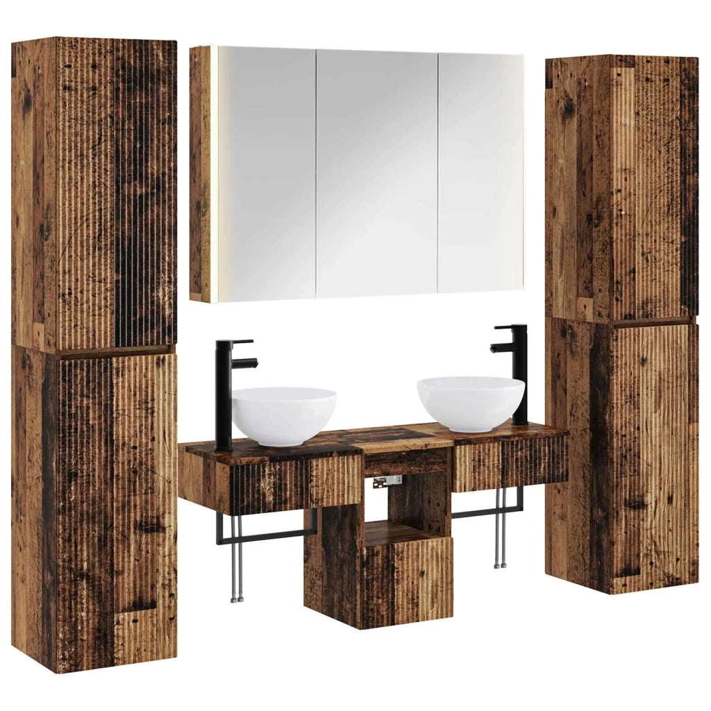 Set di mobili per il bagno 6 pcs Legno antico 3407189