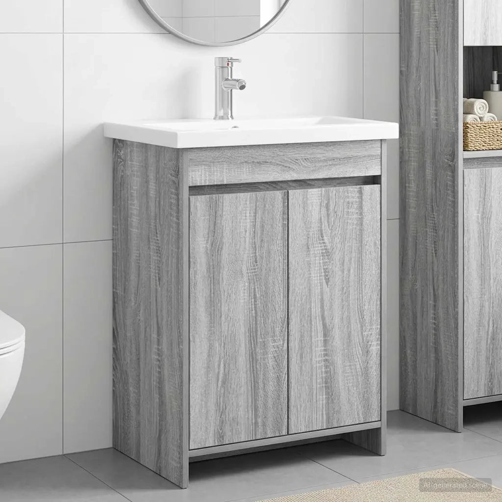 Set di mobili per il bagno Sonoma grigio 61 x 40 x 84,5 cm 3404279