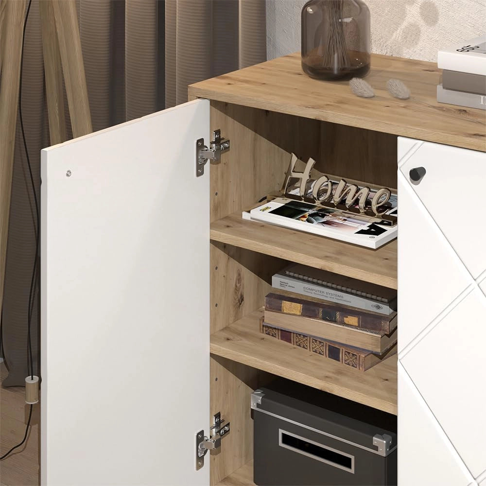 Credenza Nizza, Artigianale/Bianco, 80.2 x 82.6 cm con 2 porte