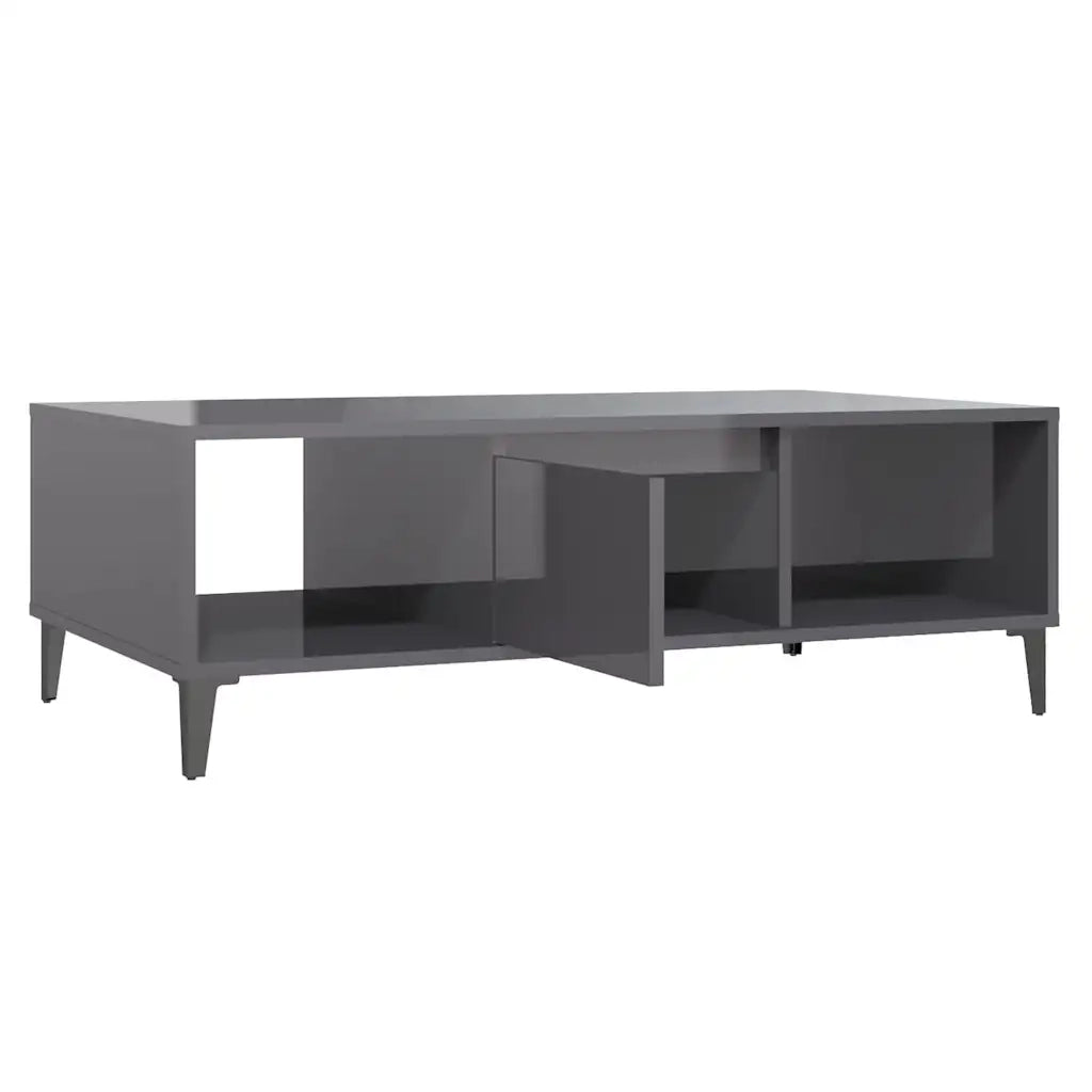 Tavolino Salotto-Tavolino da soggiorno-Tavolo Grigio Lucido 103,5x60x35cm Legno Multistrato 751374