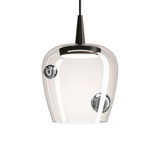 Zafferano Lampada a sospensione Bilia 230V LED 8W in vetro borosilicato soffiato, finitura Nero e Argento, diametro 18 cm, altezza totale 324 cm