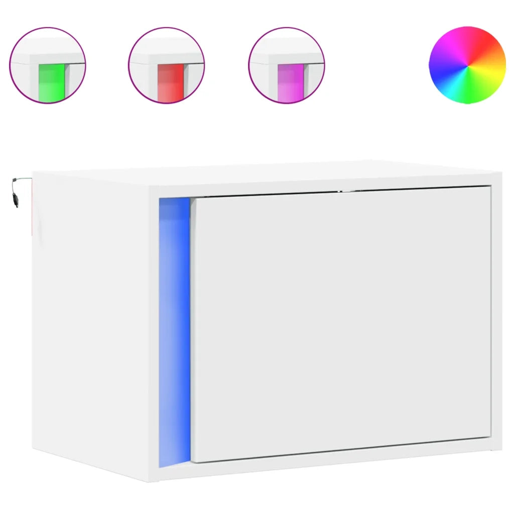 Comodino a Parete con Luci LED Bianco