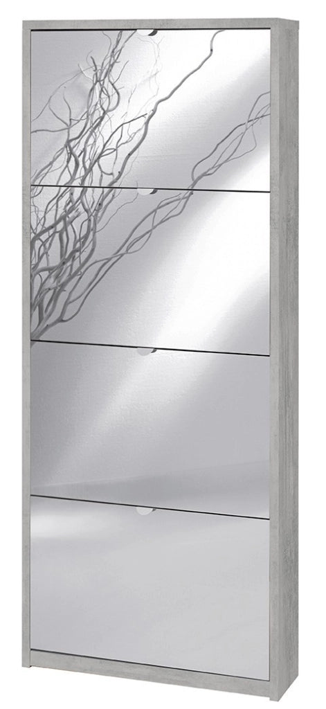KIT SCARPIERA 4 ANTE CON RIBALTA E SPECCHIO FRONTALE H154 L63 P18 Cm FINITURA CEMENTO SARMOG Sk554spk