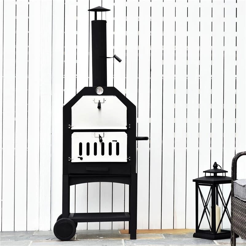 FORNO PER PIZZA BARBECUE A CARBONELLA IN ACCIAIO INOX 50 X 36 X 160 CM