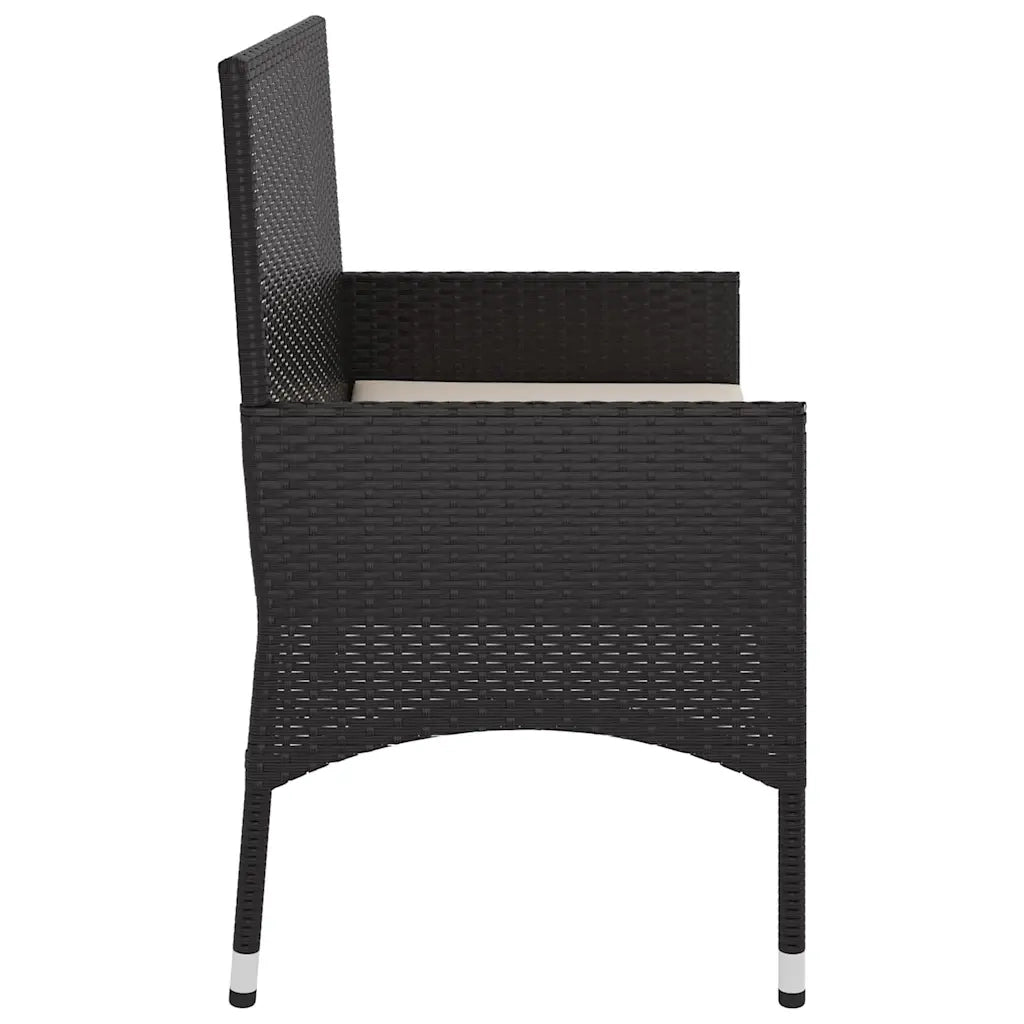 Panca da Giardino a 2 Posti-Sgabello-Panca da esterno con Cuscini in Polyrattan Nero 710242