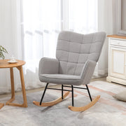 Poltrona a dondolo con schienale trapuntato e imbottitura morbida in poliestere grigio chiaro 71 × 92 × 101 cm