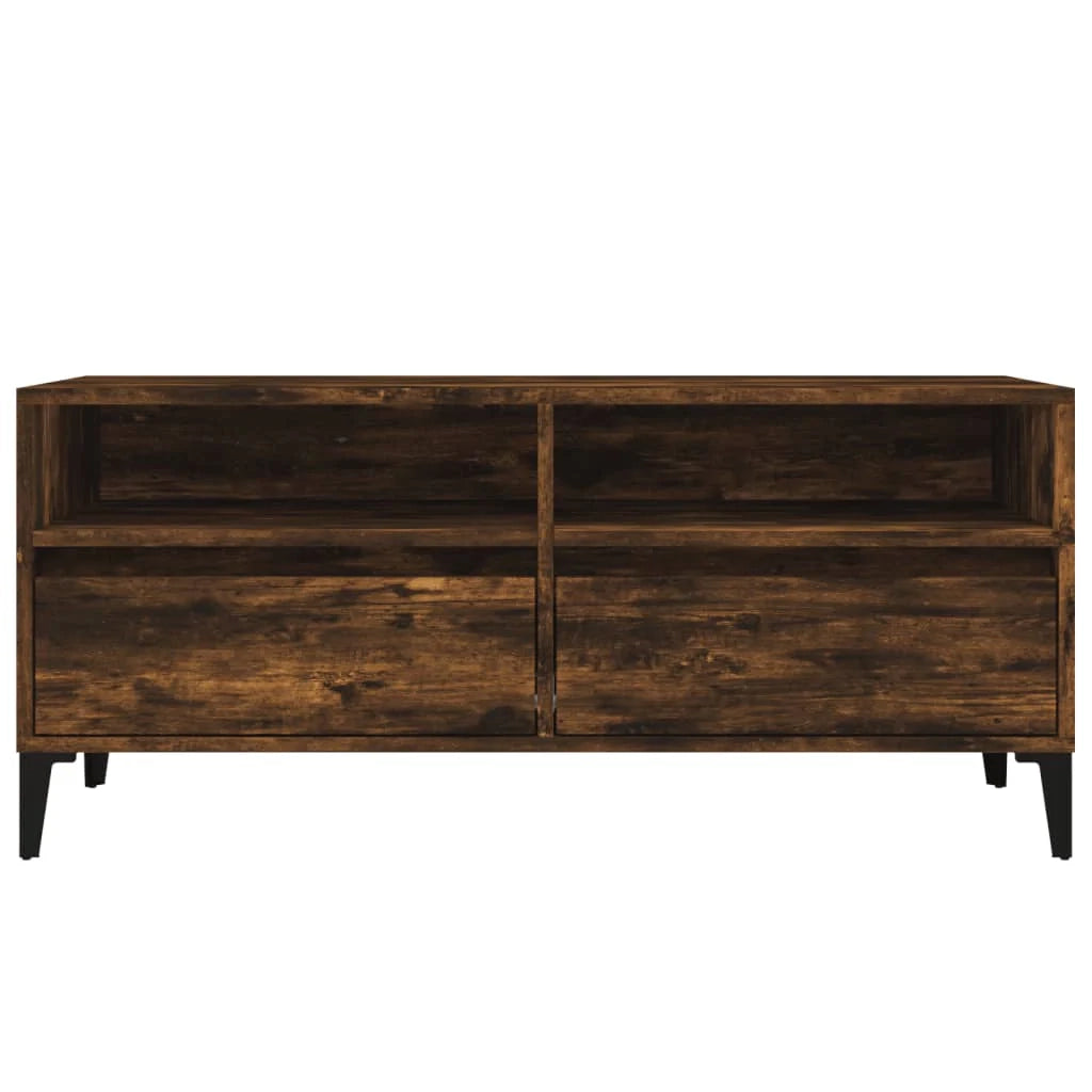 Mobile TV multimediale scaffale TV credenza mobile TV sala da pranzo soggiorno camera da letto rovere affumicato 100 x 34,5 x 44,5 cm legno ingegnerizzato marrone 02_0027259