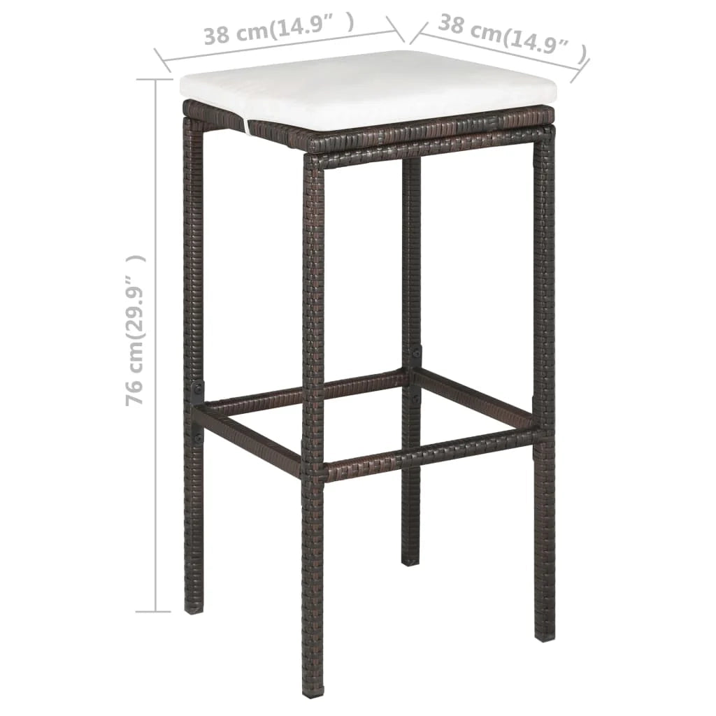 Set da bar da giardino 5 pezzi e cuscini in resina intrecciata marrone 02_0014503