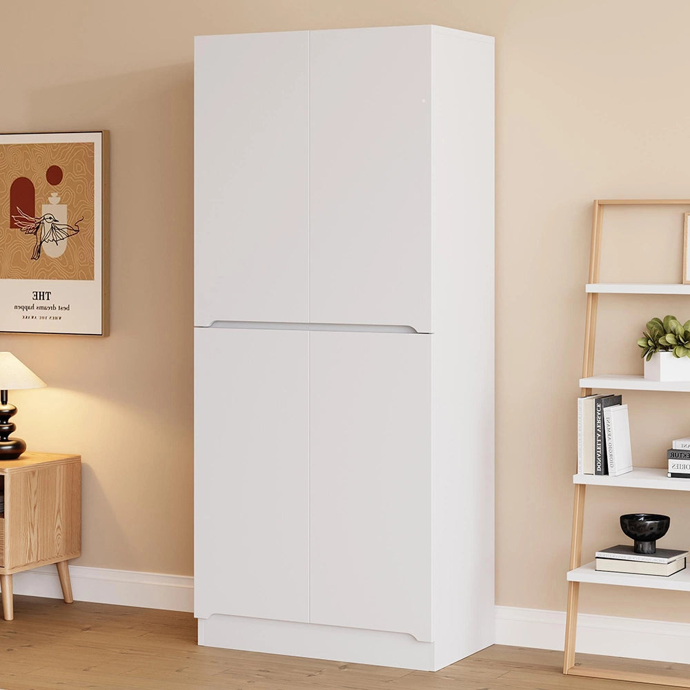 Armadio 2 ante 70x40x170 cm - Xylo - con piccolo ripiano, colore bianco