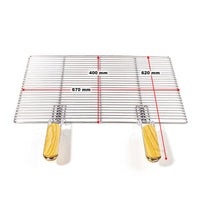 Griglia rettangolare per BBQ 67x40 cm In acciaio inox con manici Per grill a gas, a sfera ecc