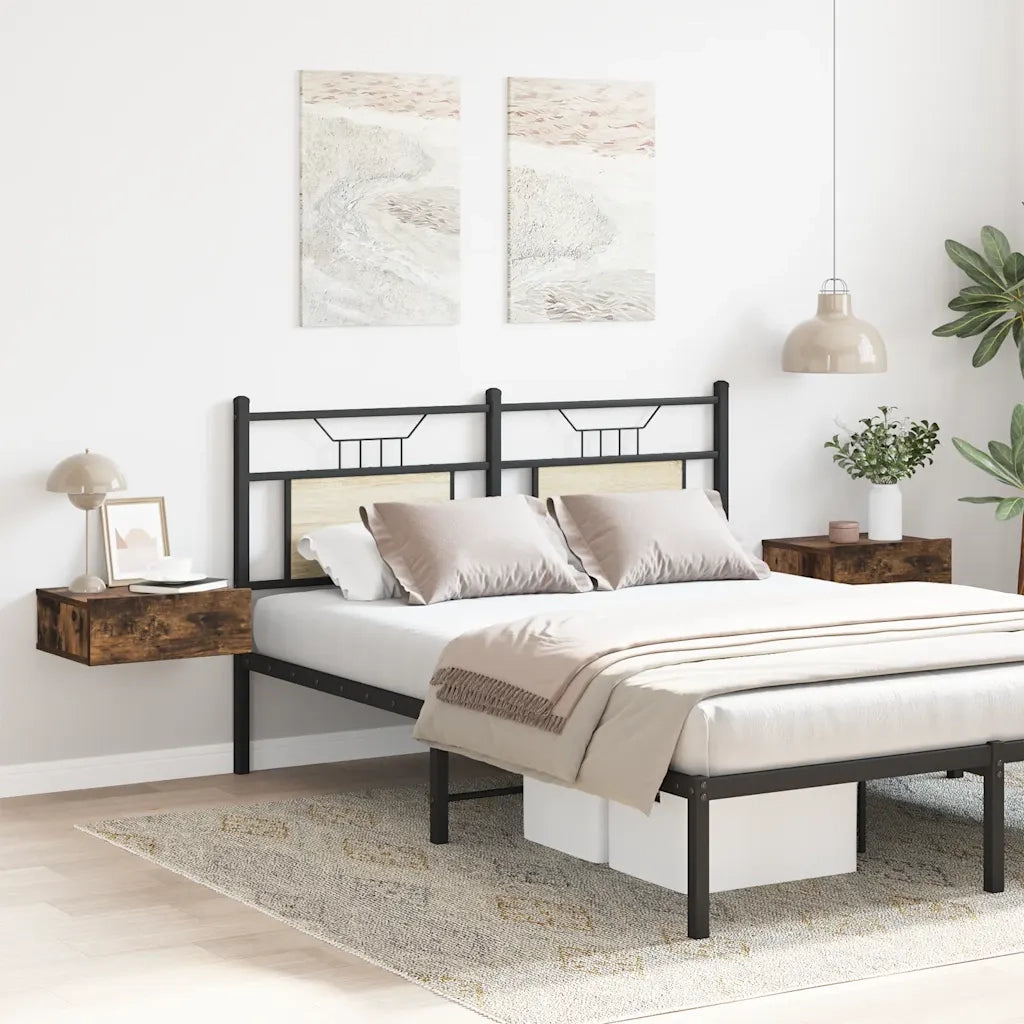 Comodini Pensili Rovere Fumo 2pz-Set di 2 Tavolino da notte 40x30x15 cm Legno Multistrato