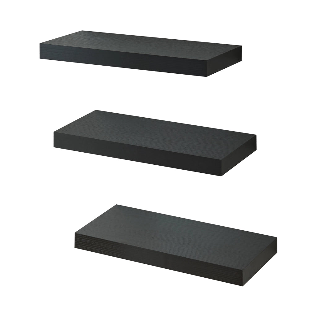 Set Stranda 2 Mensole da Muro 38x17x4 cm Nero [en.casa]