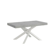 Tavolo allungabile 160/420x90 cm Volantis Premium colore cemento gambe bianche