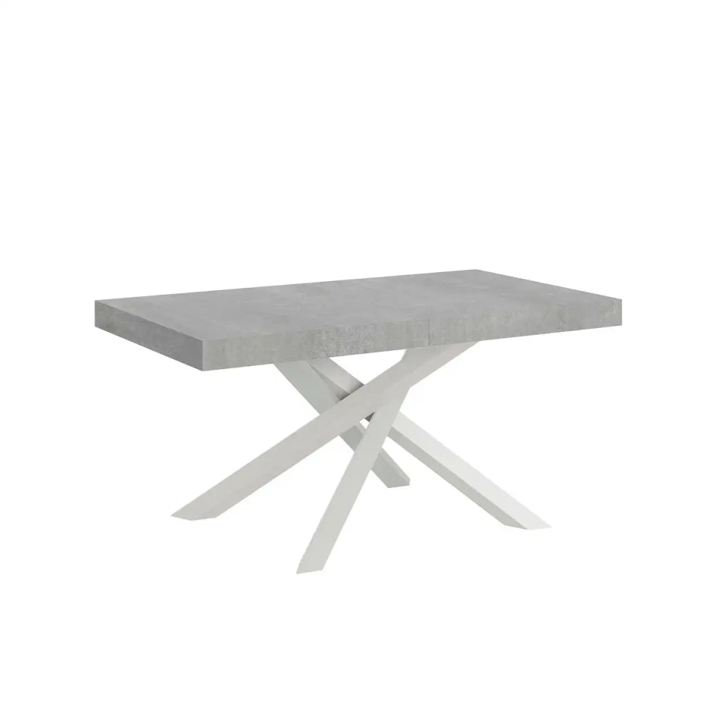 Tavolo allungabile 160/420x90 cm Volantis Premium colore cemento gambe bianche
