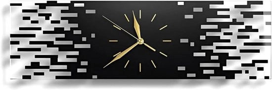 Orologio da parete moderno senza rumore, nero, rettangolare per soggiorno, silenzioso (<20dB)