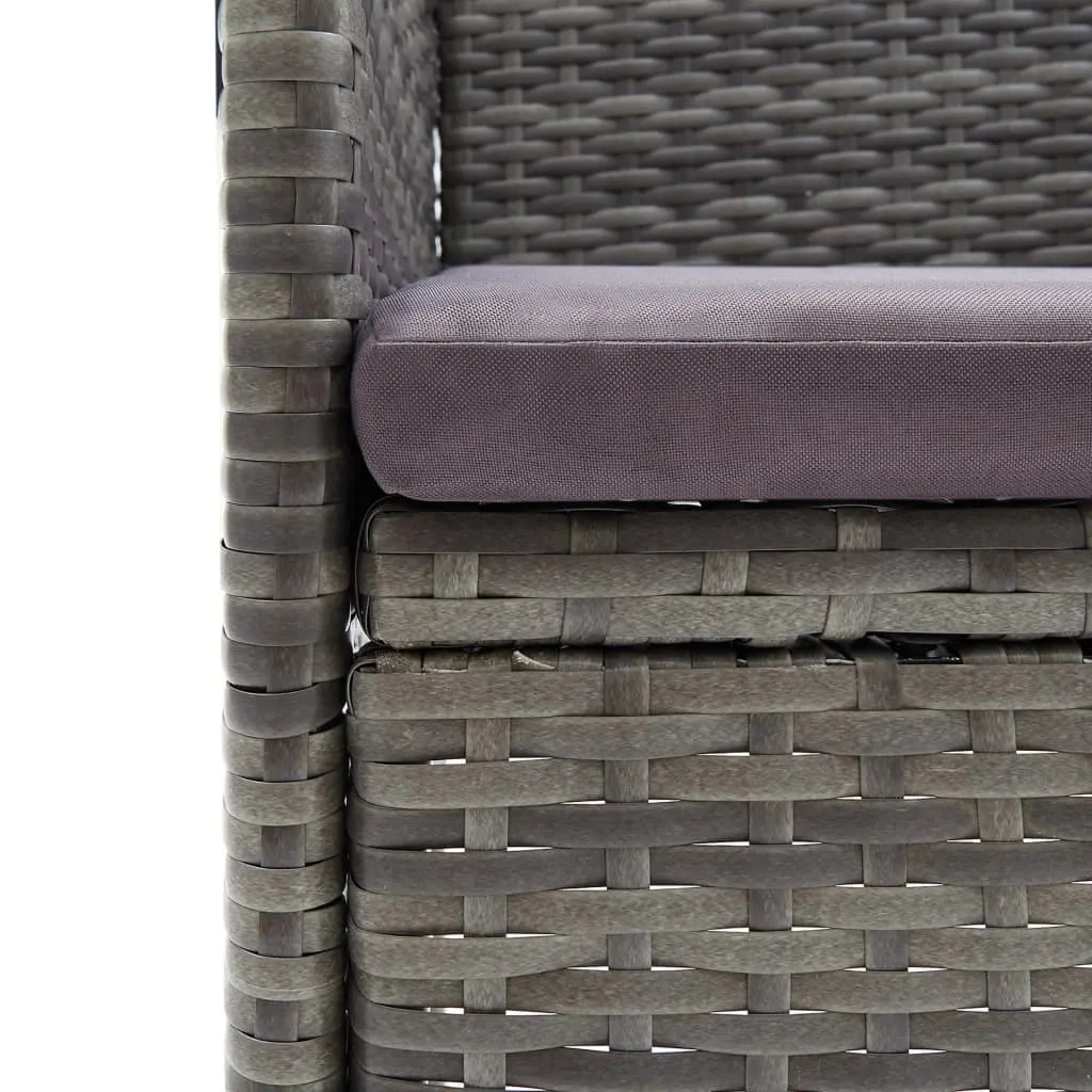Set da Pranzo per Giardino 7 pz con Cuscini Polyrattan Grigio cod mxl 43712