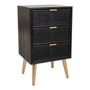 Comodino in legno laccato nero e rete 42x36,5x71