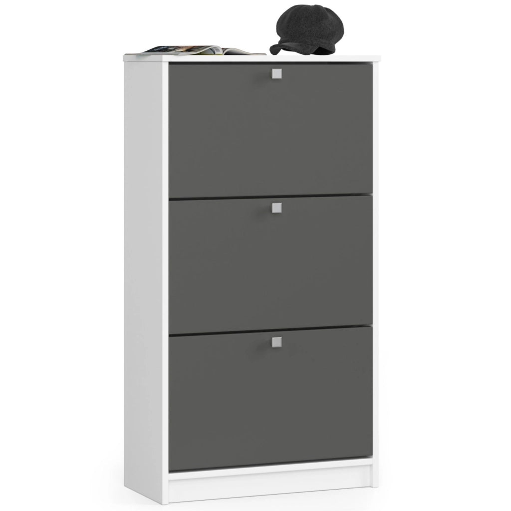 Scarpiera AKORD Bianco 60 cm 3 ante inserto frontale Grigio Grafite 60x28,5x113 cm