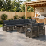 Set Divano da Giardino 9 pz Grigio e Grigio Scuro polyrattan 3437126